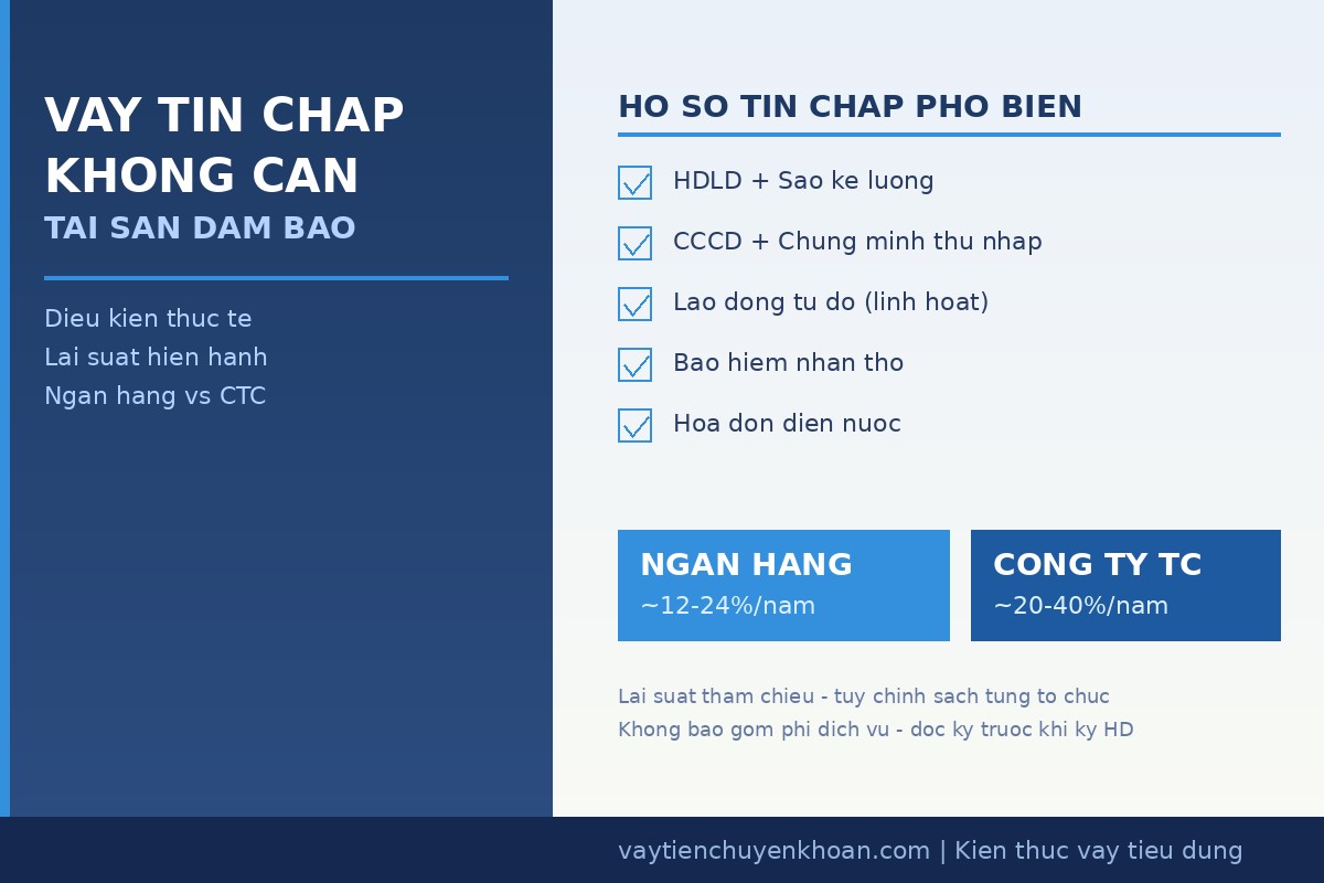 Vay tín chấp không cần tài sản đảm bảo — điều kiện thực tế và lãi suất hiện hành