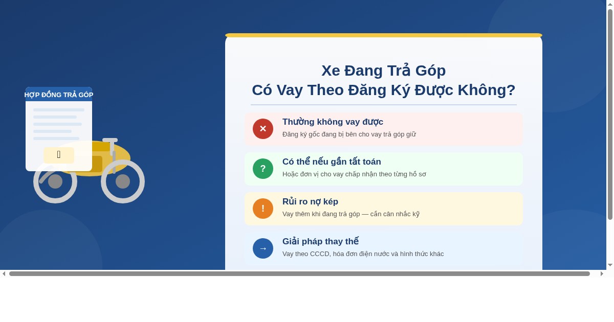 Xe Đang Trả Góp Có Vay Theo Đăng Ký Được Không?