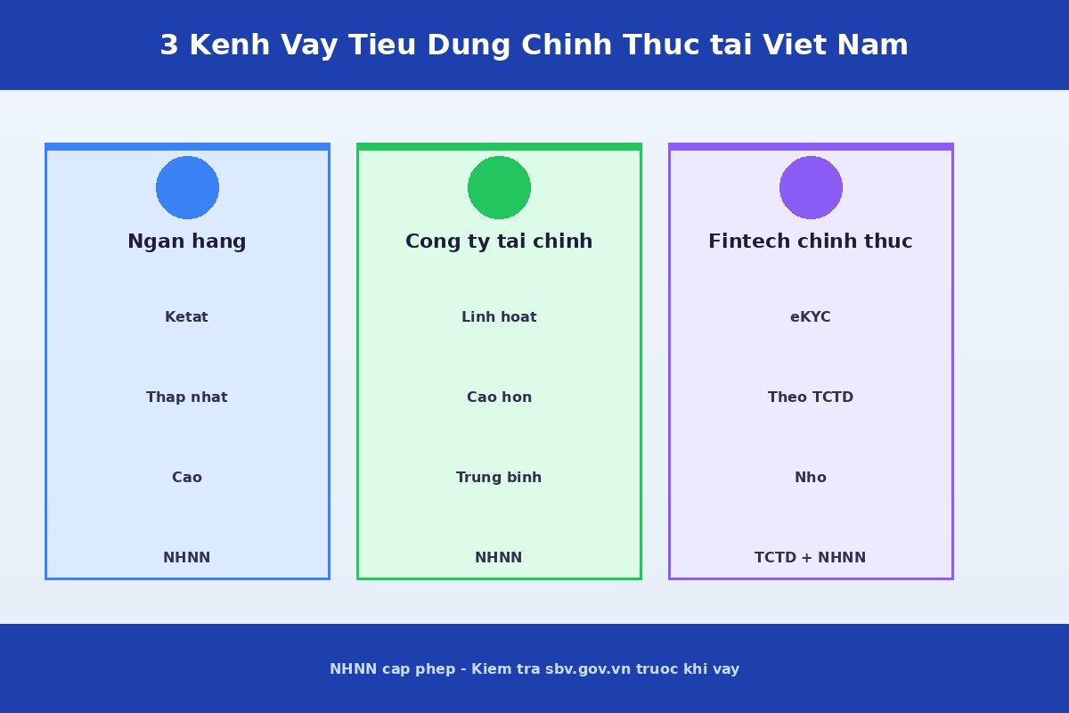 Ngân hàng vs công ty tài chính tiêu dùng vs fintech — so sánh 3 kênh vay chính thức tại Việt Nam